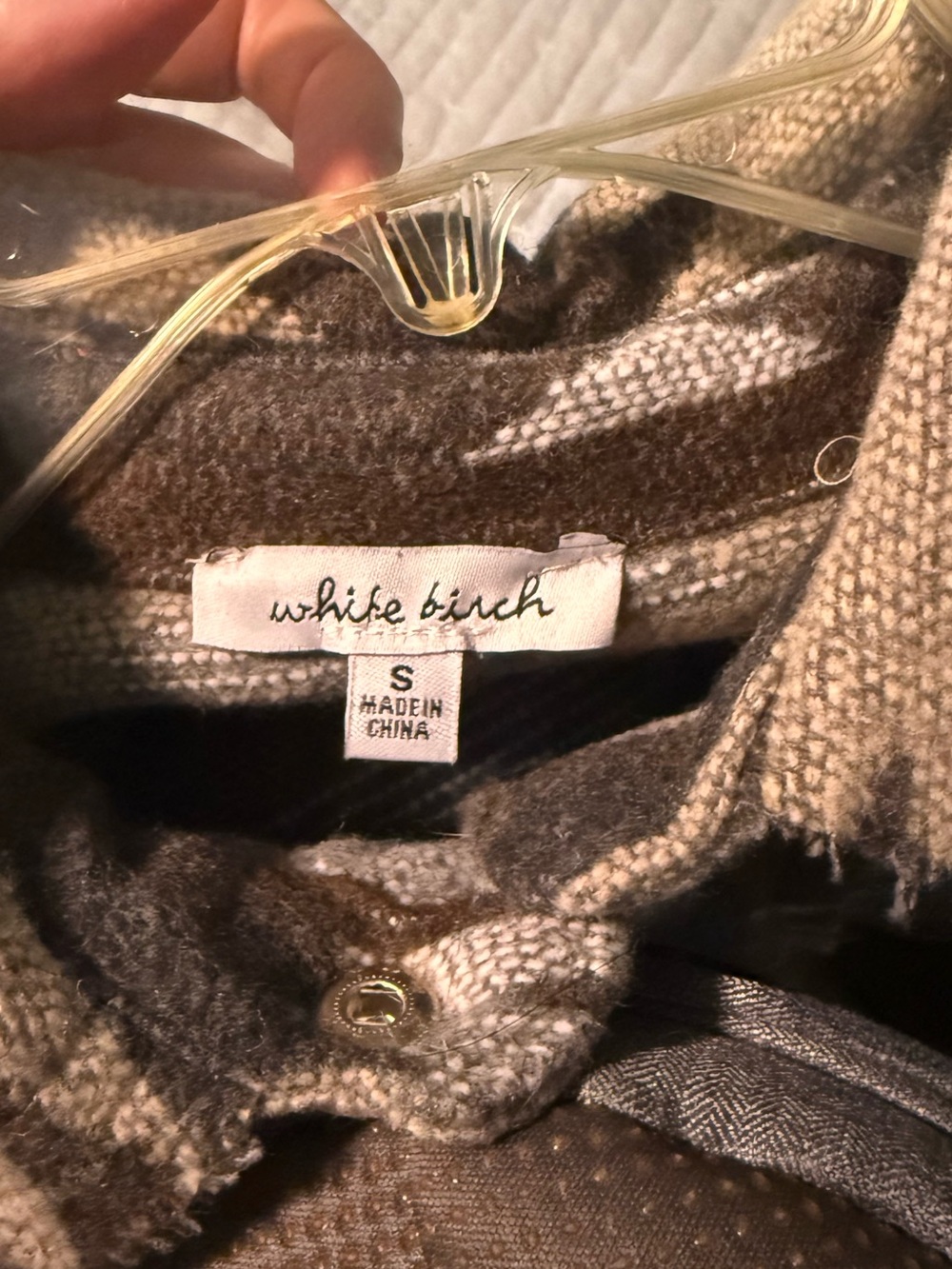 white birch Patterned Button-Front Shacket - Picture 3 of 3